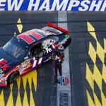 Denny Hamlin NHMS Win 9-23-12 Denny Hamlin after winning the Sylvania 300 at NHMS on Sept 23 (Getty Images for NASCAR)