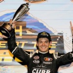 Kyle Larson celebrates victory in the NASCAR Whelen All-American Series event Monday at Daytona International Speedway (Photo: Getty Images for NASCAR)