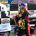 Bobby Santos celebrates his Spring Sizzler victory Sunday at Stafford Motor Speedway (Photo: Alex Trautwig/Getty Images for NASCAR)