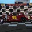 Jeremy Lavoie celebrates his second consecutive DARE Stock victory Friday at Stafford Speedway (Photo: Stephanie Kimball/Stafford Speedway)