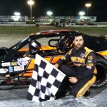 Jeff Rocco Waterford Win 6-1-13 Jeff Rocco celebrates his SK Modified victory Saturday at the Waterford Speedbowl