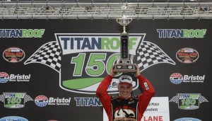 Mike Stefanik celebrates victory at Bristol Motor Speedway last month (Photo: Getty Images for NASCAR)