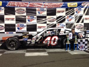 Ryan Preece celebrates his SK Modified victory Friday at Stafford Speedway (Photo: Stafford Speedway)