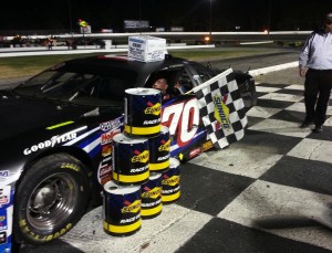 Rick Gentes celebrates a Late Model victory Saturday at Thompson Speedway (Photo: Thompson Speedway)
